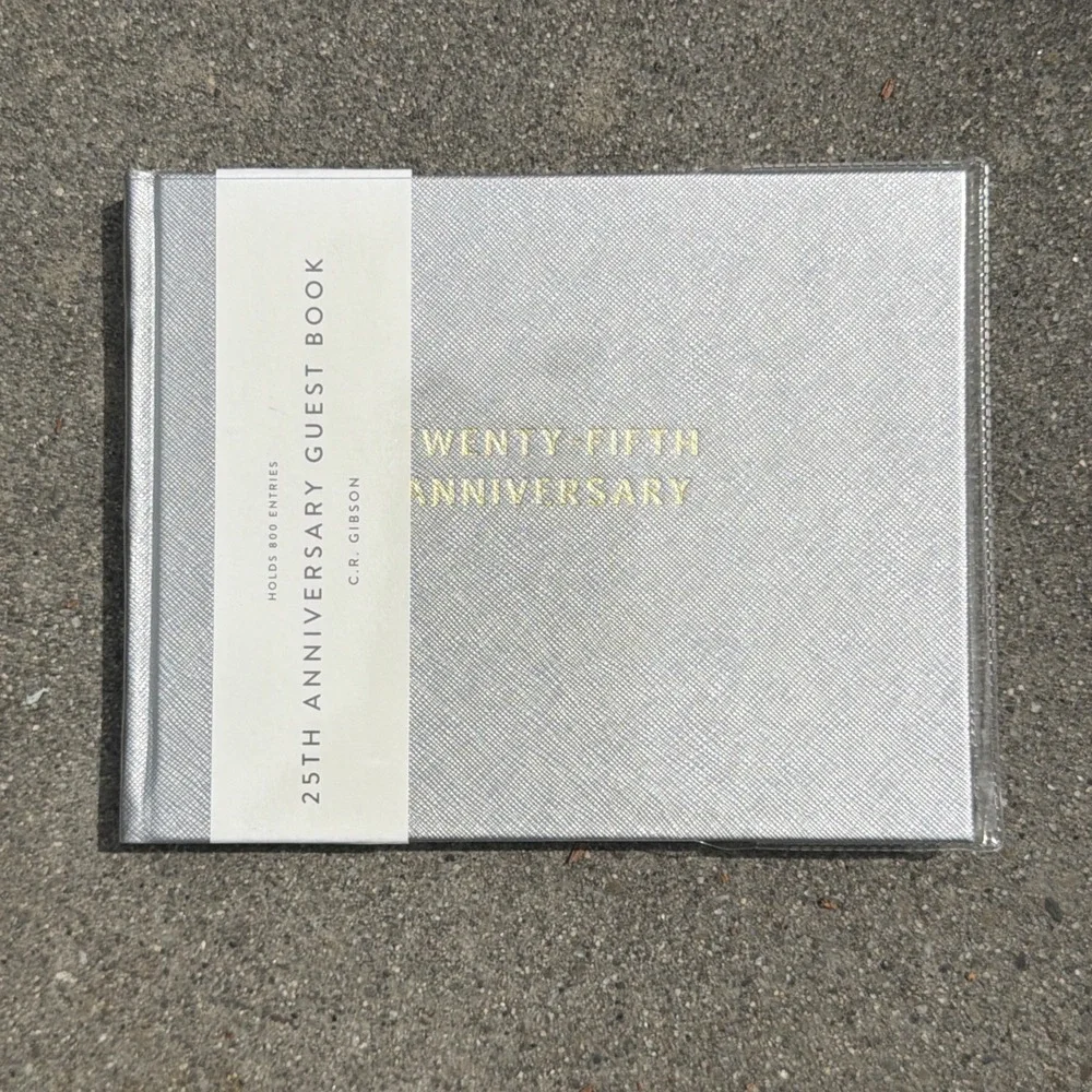 C.R. Gibson Silver 25th Anniversary Guest Book, 200 Pages, 8.6